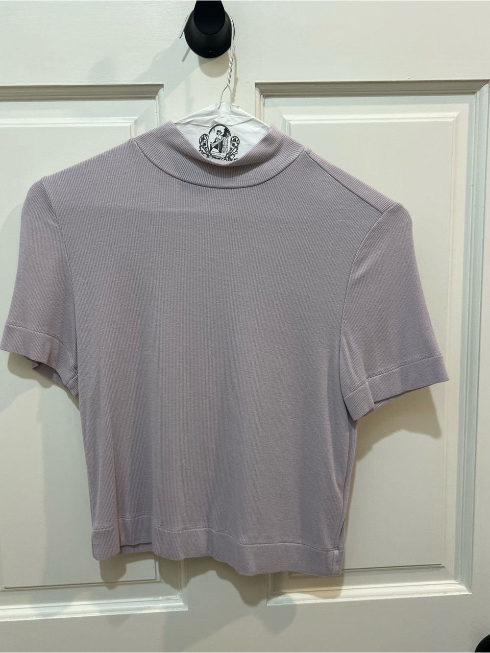 Aritzia Babaton Short Sleeve Mock Neck Top - Light Lavender